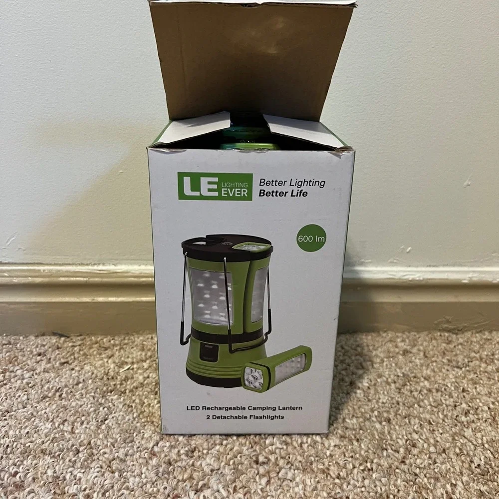 LE Lighting EVER LED Rechargeable Camping Lantern 2 Detachable Flashlights 600lm